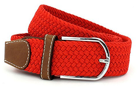 Cheerlife Unisex Stretch Flechtgürtel Geflochtene Elastischen Stretchgürtel Metallschnalle Taillengürtel (Rot)