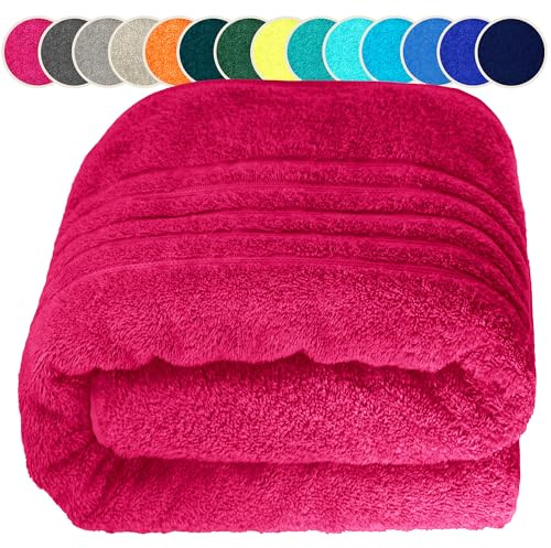 Lashuma Drap de Bain XXL 85x200 cm, Serviette de Sauna Femme série: London, Essuie Main Rouge Rhubarbe