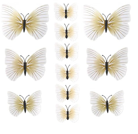 AKOAK 24 Pcs 3D Schmetterlinge Wand Sticker Art Decor Aufkleber mit Magnet und Doppelseitiges Klebeband für Zimmer Home Kinderzimmer Decor, Weiß
