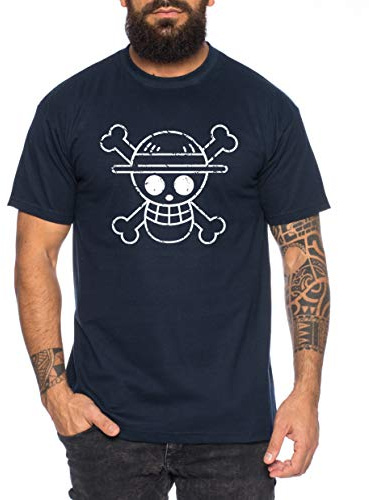Logobruch Zorro One Manga Herren Ruffy T-Shirt Anime Piece, Farbe:Dunkelblau, Größe:M