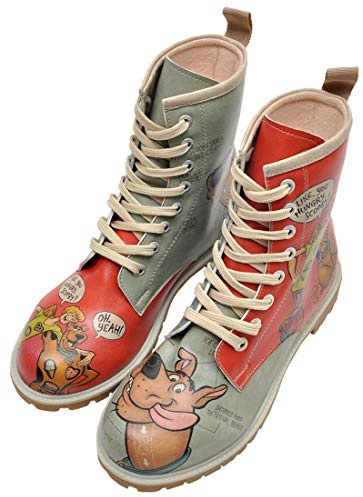 DOGO Kvinnors röda veganska läderstövlar - Warner Bros Hungry Doo Scooby Doo Motif-40, Färg: röd, 41 EU