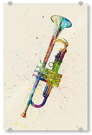 artboxONE Acrylglasbild 30x20 cm Musik Trumpet Abstract Watercolor bunt - Bild Trompete Aquarell Aquarell