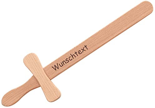 Geschenkissimo Holzschwert für Kinder mit Namen - Gravur INKLUSIVE - exzellentes Kinderschwert, runde Kanten, Keine Splitter! Holz Schwert Kinder für Ritter, Piraten, Fasching, Kindergeburtstag