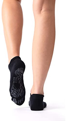 DRESP Knöchel Yoga Socke mit Anti-Rutsch-Sohle und Verstärkung im Mittelfuß | Antirutschsocken mit Gummi-Noppen | Antirutschsocken mit Gummi-Noppen | Ankle Haussocke (36-38, Schwarz)