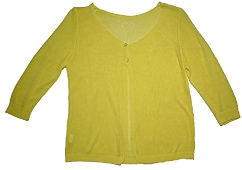 Fantasy Cardigan Spolverino Corto Coprispalle Giacchetto Bolerò Filo Viscosa Leggero Manica 3/4 Semplice Ragazza Donna (Giallo)