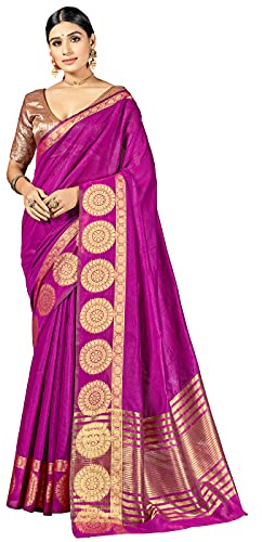 Elina fashion Sari para mujer indio Bollywood Diwali algodón arte seda sari tejido sari y blusa sin costuras, Rosado, Talla Unica