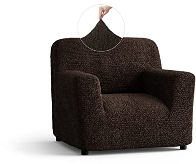 PAULATO - Sesselbezug Strech, Sessel Überzug, Sofabezug 1 Sitzer, Mikrofasergewebe, Kratzfest, maschinenwaschbar, patentierte WavyTech-Technologie, Made in Italy - Braun