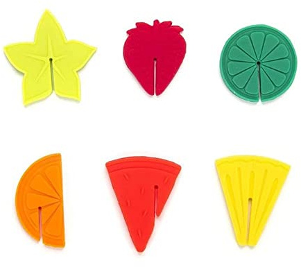 YANGWEN 6Pcs Reusable Silicone Drink Markers, Fruit Drink Markers Lemon Strawberry Watermelon Pineapple, for The Identification and Decoration Drink Marker Party Supplies