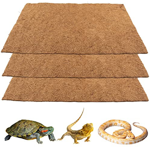 Reptile Carpet Coconut Fiber, 3 Rolls 50*30cm/19.7 x 11.8 Natural Reptile Carpet Terrarium Liner Bedding Reptile Substrate Mat Supplies for Bearded Dragon Leopard Gecko Iguana Lizard Snake Turtle