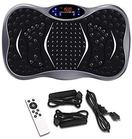 Máquina fitness placa vibración,99 niveles de intensidad,máquina de entrenamiento de fitness de vibración doméstica - Plataforma de vibración de ejercicio de todo el cuerpo-con cinturón Resistencia