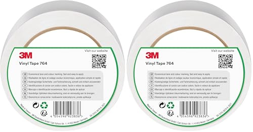 3M PVC-Klebeband 764i (2 Rollen), 50 mm x 33 m, Weiss