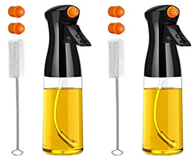 NIEI 2 Pulverizadores de Aceite de Oliva para Cocinar con Bomba, Rociador de Botella de Vidrio de Spray de Aceite, Pulverizador de Aceite de Alimenticio para Barbacoa, 2 Unidades