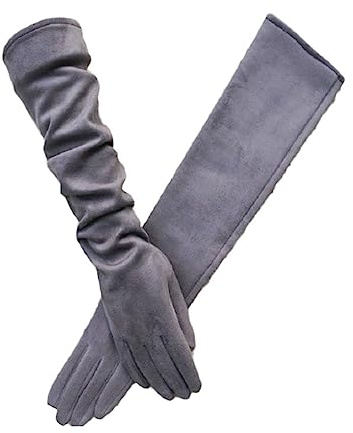keusyoi Damenhandschuhe Winter Touchscreen SMS Lange Handschuhe Schwarz Grau Wildlederhandschuhe Damenhandschuhe Für Kaltes Wetter