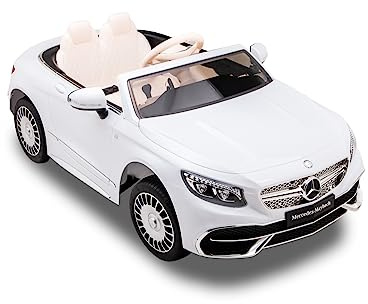 Kinderfahrzeug - Elektro Auto Mercedes S650 Maybach - lizenziert - 12V7AH Akku + 2,4Ghz+Ledersitz+Eva (Weiss)