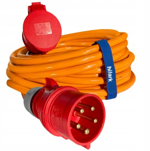 Hilark Cable Tech STÄRKSTES Verlängerungskabel AUF DEM Markt H07BQ-F 5x4mm² 32A 5-polig orange 20m