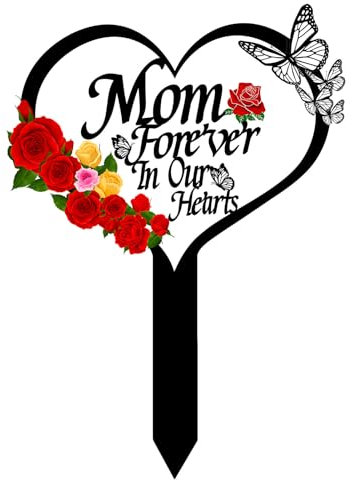 Segnaposto commemorativo per tomba commemorativa, a forma di cuore, per cimitero, cardinali, da giardino, decorazione commemorativa in metallo, per mamma, papà, cimitero, esterni, cortile, giardino