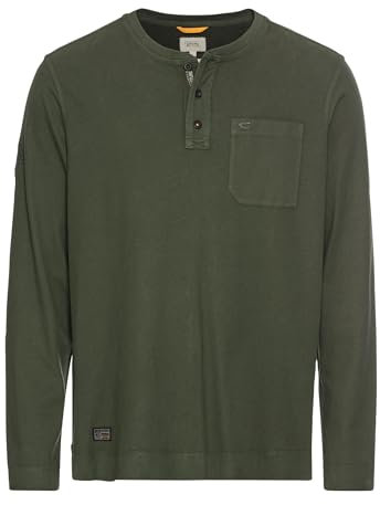 camel active Herren Langarm Henley aus Organic Cotton Grün, Menswear-L