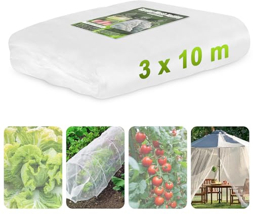 Gemüseschutznetz, RIFNY Insektenschutznetz Gemüse Feinmaschig für Garten | Gewächshaus Pflanzen Vogelnetz Fliegengitter Schützen Obstbäume Gemüse vor Insekten, 3x10m