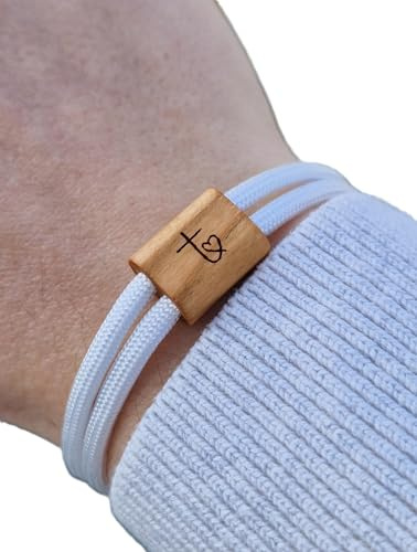Gravur Holz Armband, Kommunion, Konfirmation, Firmung, Surfer Armband, personalisiertes Armband, Holz, Herz mit Kreuz, Armband graviert