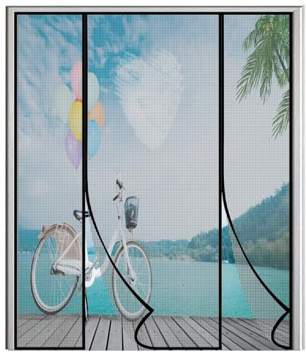 Fliegengitter BalkontüR, Fliegengitter TüR Insektenschutz,Magnet Fliegengitter,Automatisch Geschlossen, Anti-Moskito-Vorhang FüR BalkontüR Und TerrassentüR -Black, 180×230cm