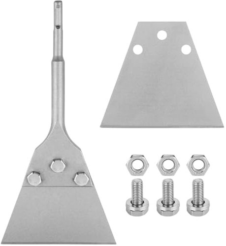 GDHSWJ SDS Plus Floor Scraper Kit, 5 Inch x 11 Inch Tile Removal Tool with Spare Blades for Rotary Hammer Drill, Thinset Vinyl Scraper Adhesives Remover