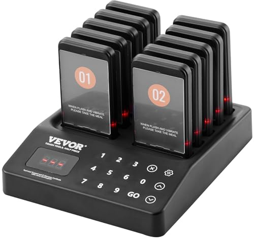 VEVOR Personsökare system för restaurang trådlös svans signal räckvidd 400 m pipande klientsamtal med vibrationer och blinkande 10 sjukhussummor, kaféer, butiker