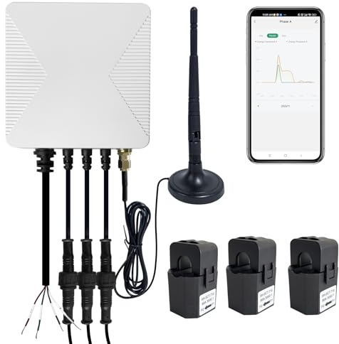 OWON 1 oder 3 Phasen Tuya Wi-Fi bidirektionaler Energie-Monitor, Smart Home Power Monitor mit 3 x 80 A Klemme, verfolgt Strom in Echtzeit, Solar-/Netzmessung