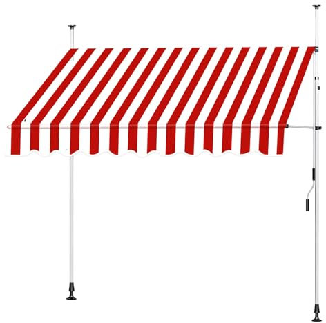 Klemmmarkise 200/250/300/350/400cm breit, Balkon Markise ohne Bohren, Höhenverstellbare Markise mit Handkurbel, Sonnenschutz Markise for Terrasse Balkon Veranda(Color:Red,Size:200x180cm/78.7x70.8in)
