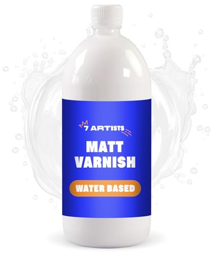 7 Arists Akrylfärg Färglös 1000 ml Glas Matt | Matt Lack | Matt Klarlack För Akrylfärger | Klar Vattenbaserad Akrylfärg | Toppskikt Av Akrylfärg För Helt Torkade Målningar