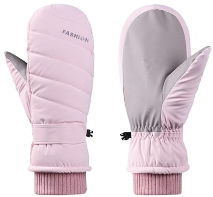 Feelorna Women Ski Gloves, Waterproof Touchscreen Ski Mittens Soft Winter Thermal Mittens with Plush Windproof Anti-slip Snow Gloves for Skiing Running Hiking Outdoor Sports