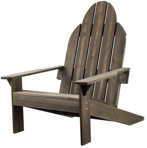 WilTec Silla de jardín Adirondack de Madera Maciza 89 x 72 x 92,5 cm - para Exterior, jardín - hasta 160 kg - ergonómica - de Pino - Muebles ajardinados macizos atemporales