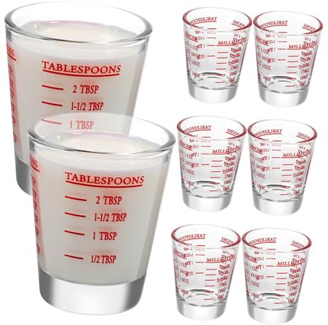 Cabilock 8piezas Vasos Medidores Tazas Para Espresso Taza Medidora De Vidrio Transparente Dobles Onzas