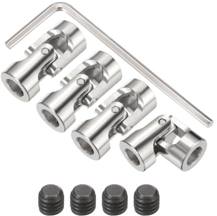 sourcing map 4Pcs 6mm to 6mm ID Steering Universal Joint Shaft Coupling,L23XD11 Metal 45°Degree Rotatable Joints Coupler with Screws Wrench Set for Model Car Ship Drive Shaft Motor Connection