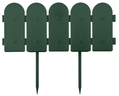 Evelyne Garden Border Edging: Wooden Fence Design - 16pcs Green Yard Landscaping Fence Liner Lawn Edge Barrier - 20ft Kit of Decorative Lawn Landscape Panels Elements -Landscaping Edging-GMT-10374-B16