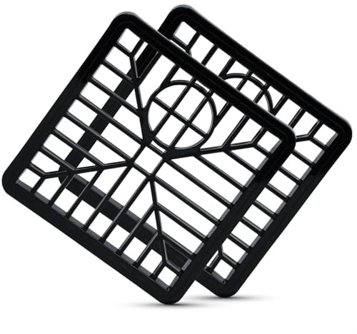 Square Plastic Drain Cover (5.75'' X 5.75'') | Gully Grate Cover for Drains | Outdoor Drain Tidy Cover to Stop Leaves | Outside Square Grid Gutter Covers (2)