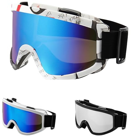 Youery Lunette Moto Cross Anti-Buée Vent Poussière Masque Moto Cross Lunette Moto pour Homme et Femme pour Les Sports de Plein Air Motocross Ski (A Couleur)