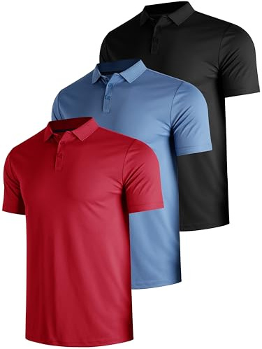 E-LIINJOYE 3er Pack Herren Polo Tshirt Atmungsaktiv Sport Poloshirts Kurzarm Leicht Tennis Golf Polohemd Sommer Work Polos Männer Set，5XL，3P4