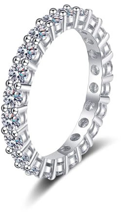 Tolldek Weißgold 750 18 Karat Partnerringe, Klassiker Verlobungsring mit Labor Erstellt Diamant 2.2ct VVS1, 18K Gold Freundschaftsringe Damen Echtschmuck, Gr.49 (15.6)