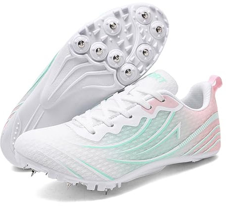 sekiueo Zapatillas De Atletismo para Mujer con Clavos para Carreras De Velocidad Transpirables para Niños Y Niñas,Rosado,38 EU