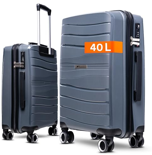 Cocoono Leon Handgepäck Koffer, passend für Ryanair, mit TSA Schloss, Koffer klein, Handgepäck-Koffer, Kleiner Koffer, Koffer & Trolleys, Hartschalenkoffer, Ryanair Handgepäck 55x40x20 leicht Grau