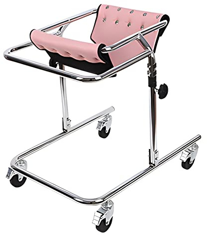 Andador Infantil Resistente para rehabilitación, Entrenamiento de extremidades Inferiores y Equilibrio, Andador Plegable para Uso doméstico y Exterior (Color: Rosa, Talla: M)