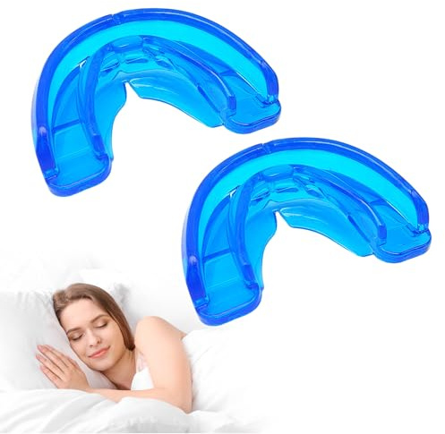 SAIIURV 2 Pezzi Bite Bruxismo Notturno, Dispositivo Anti Russamento Anti Digrignamento dei Denti, Snore Stopper Antirussamento, Anti Russamento Per Migliora La Qualità Del Sonno, Unisex (Blu)