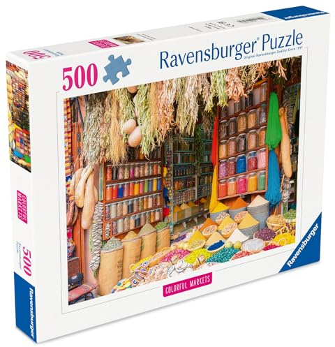 Ravensburger 500 Piece Jigsaw Puzzle – Colourful Spices & Herbs, Morocco | Photographic Puzzle for Adults & Teens | Premium Quality, Precision Fit, Relaxing Activity