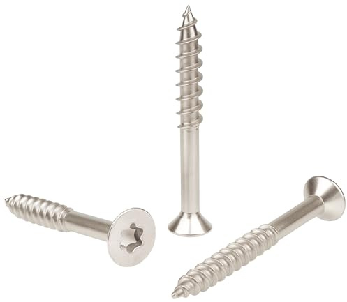 PRORAJE Vis à bois INOX A2 : 6 x 200 mm (filetage 70mm) | Tête fraisée empreinte TORX (TX) | Acier inoxydable A2 (V2A / AISI 304) | construction/aggloméré/terrasse/etc : LOT DE 200 Pcs