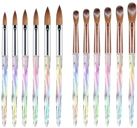 12 Pcs Acrylic Nail Brush Art Brushes Set Nail Brush 3d Carving For Apply Acrylic Powder Extension For Diy Home Salon Art Manicure Tool