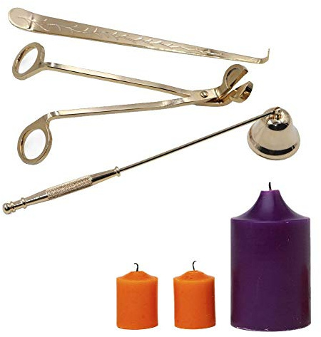 OFKPO Vela Herramientas Juego de Accesorios, Silenciador de Velas, Recortador de Mechas para Velas, Cucharón para Mechas de Velas