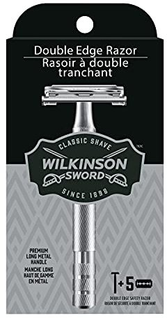 Wilkinson Sword Doppelschneidiger Rasierer für Männer mit 5 doppelseitigen Rasierklingen