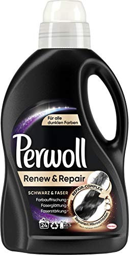 Perwoll Renew & Repair Schwarz & Faser (24 Waschladungen), Waschmittel für alle dunklen Farben, Feinwaschmittel stärkt die Fasern und verbessert die Farbintensität