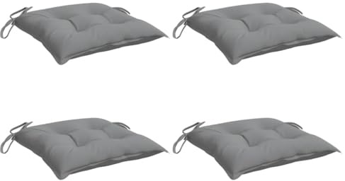 vidaXL Stuhlkissen 4 STK., Sitzkissen mit Bändern, Sitzauflage Outdoor Indoor, Stuhlauflagen Kissen für Gartenstuhl, Grau 50x50cm Oxford-Gewebe