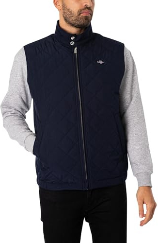 GANT Chaleco para hombre con chaleco cortavientos, color azul evening, estándar, Azul noche, XL